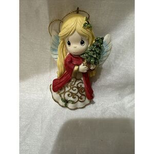 Precious Moments Angel Holding Christmas Tree Figurine Blonde Angel 6 Inch